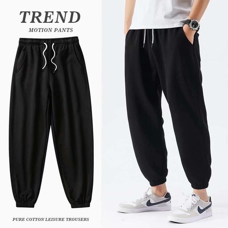 Pantaloni sport gri pentru bărbați, cropped, casual, croială dreaptă până la gleznă