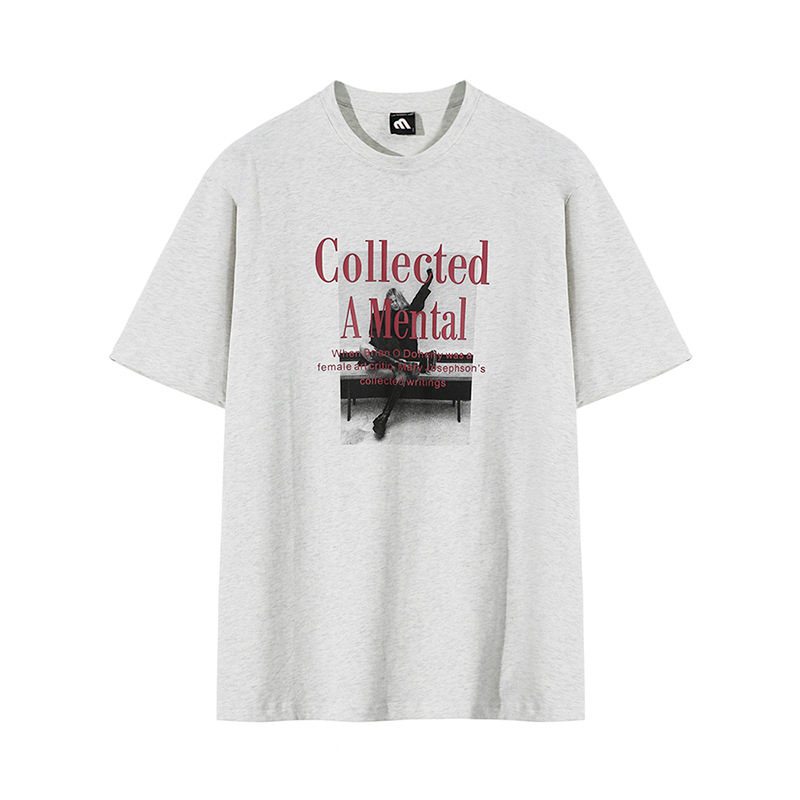 MYQ tricou bărbați cu mânecă scurtă, stil american retro high street, croială lejeră, 100% bumbac, vară