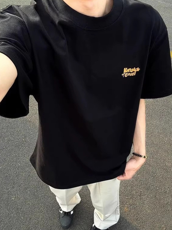 Tricou bărbați cu mâneci scurte, vară 2026, imprimeu retro cu litere, croială lejeră, versatil și în vogă