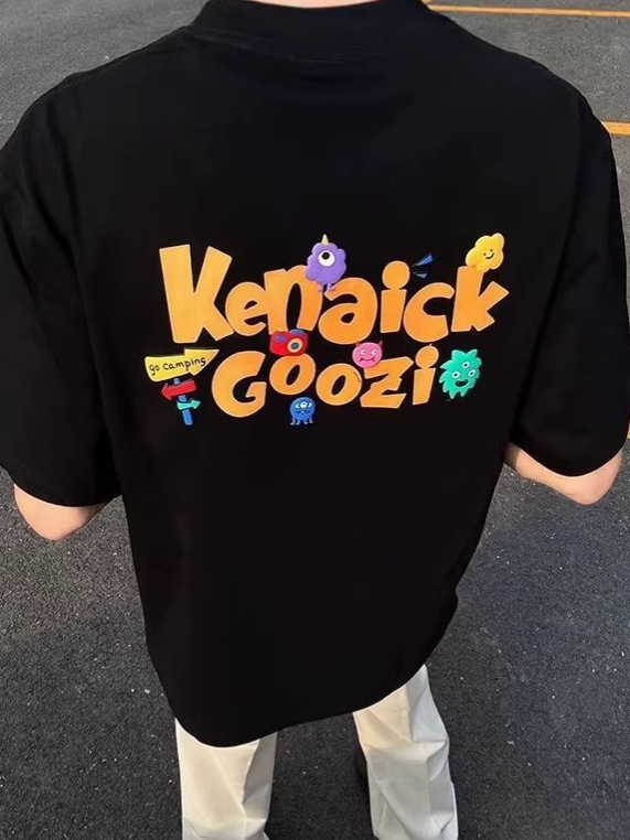 Tricou bărbați cu mâneci scurte, vară 2026, imprimeu retro cu litere, croială lejeră, versatil și în vogă