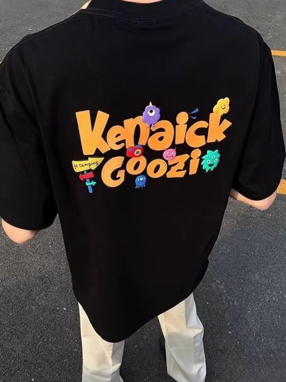 Tricou bărbați cu mâneci scurte, vară 2026, imprimeu retro cu litere, croială lejeră, versatil și în vogă