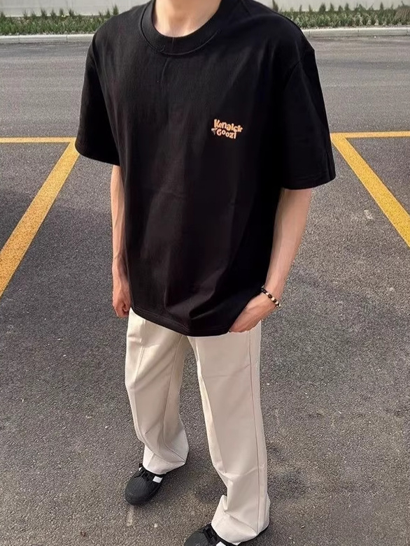 Tricou bărbați cu mâneci scurte, vară 2026, imprimeu retro cu litere, croială lejeră, versatil și în vogă
