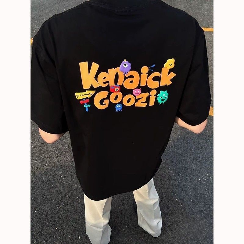 Tricou bărbați cu mâneci scurte, vară 2026, imprimeu retro cu litere, croială lejeră, versatil și în vogă