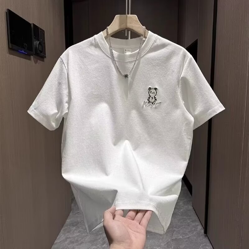 Ανδρική χαλαρή T‑shirt με στρογγυλή λαιμόκοψη, αστικό σχέδιο με εκτύπωση, κοντά μανίκια, καλοκαίρι 2024