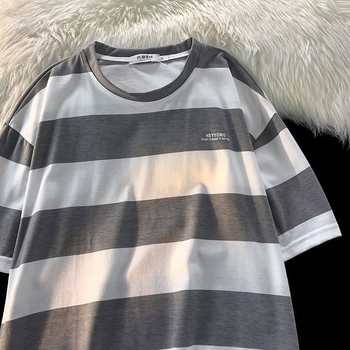 Ανδρικό κοντομάνικο T‑shirt με ρίγες για καλοκαίρι, στρογγυλός λαιμός