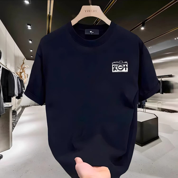 Ανδρικό κοντομάνικο T-shirt από 100% βαμβάκι, βαρύ υλικό, καλοκαίρι streetwear μόδα, νέο μοντέλο 2026, στρογγυλή λαιμόκοψη.