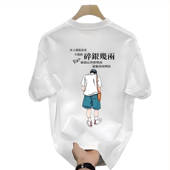 Pánske tričko s krátkym rukávom z čistej bavlny s vysokou gramážou, letná streetwear móda, nový top s okrúhlym výstrihom pre rok 2026.