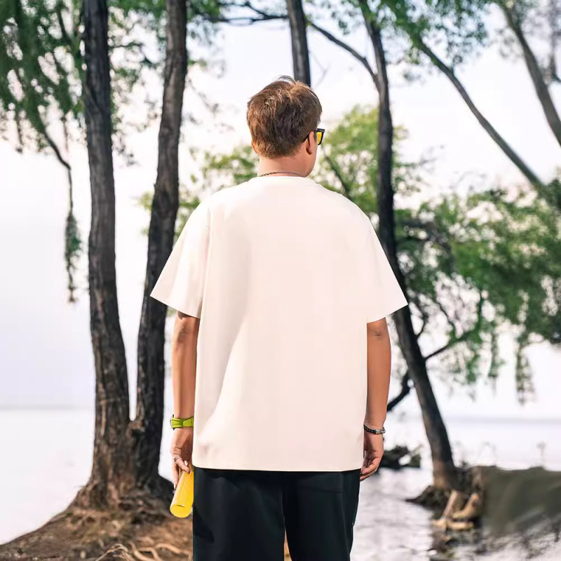 Ανδρική T‑shirt σε μεγάλο μέγεθος με εκτύπωση panda, χαλαρή γραμμή, κοντά μανίκια, στρογγυλός λαιμός