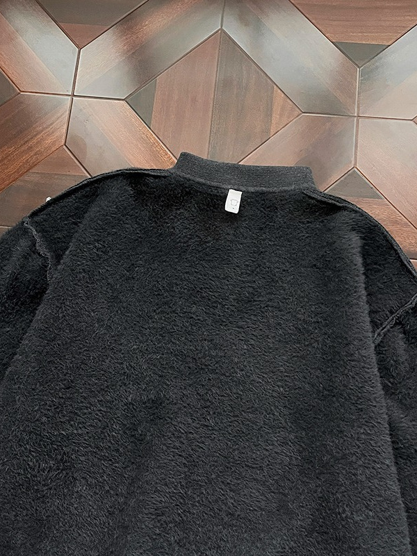 Ανδρικό πλεκτό πουλόβερ με γιακά, fleece επένδυση, μονόχρωμο, θερμικό για φθινοπωρινό-χειμερινό, κορεατικού στυλ