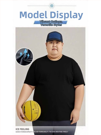 Pánske jednofarebné tričko plus size s okrúhlym výstrihom a krátkymi rukávmi s padnutými ramenami