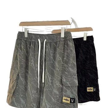 Ανδρικά καλοκαιρινά σορτς με εκτύπωση Tie-Dye, cargo, χαλαρή γραμμή, casual, μήκος μέχρι τον μηρό