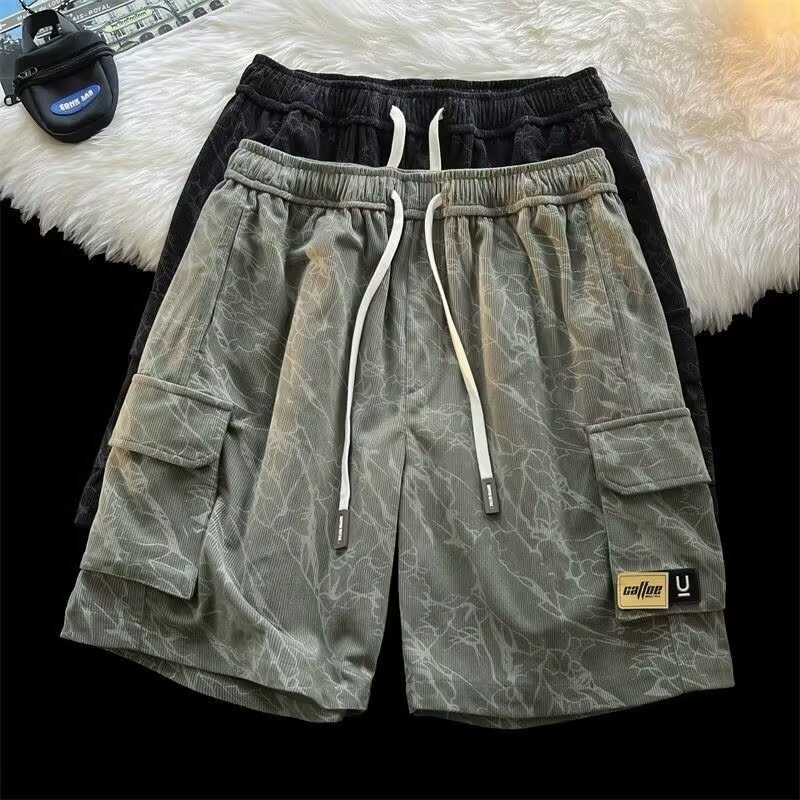 Ανδρικά καλοκαιρινά σορτς με εκτύπωση Tie-Dye, cargo, χαλαρή γραμμή, casual, μήκος μέχρι τον μηρό