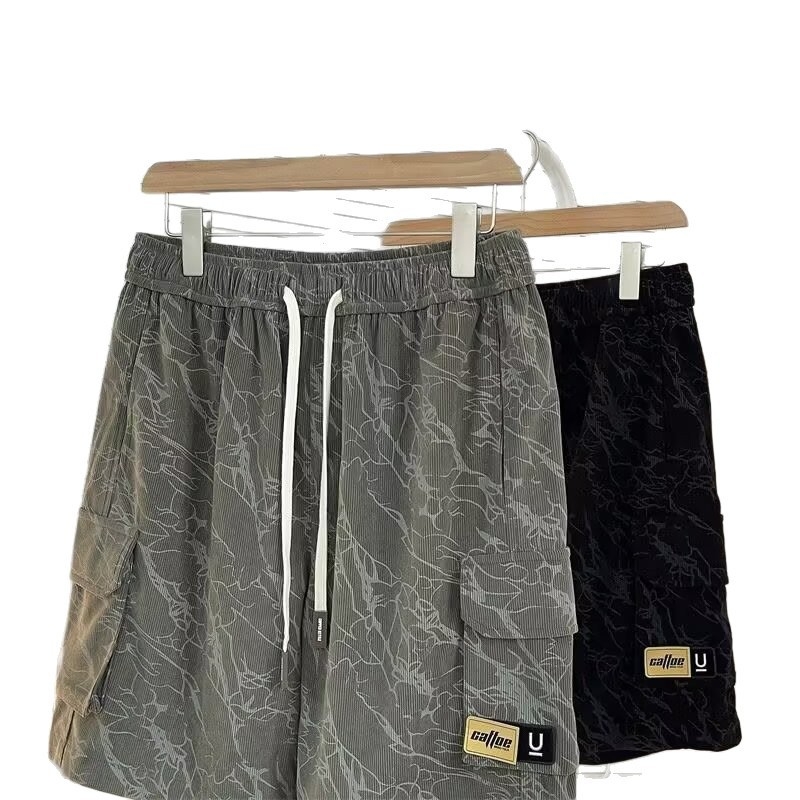 Ανδρικά καλοκαιρινά σορτς με εκτύπωση Tie-Dye, cargo, χαλαρή γραμμή, casual, μήκος μέχρι τον μηρό