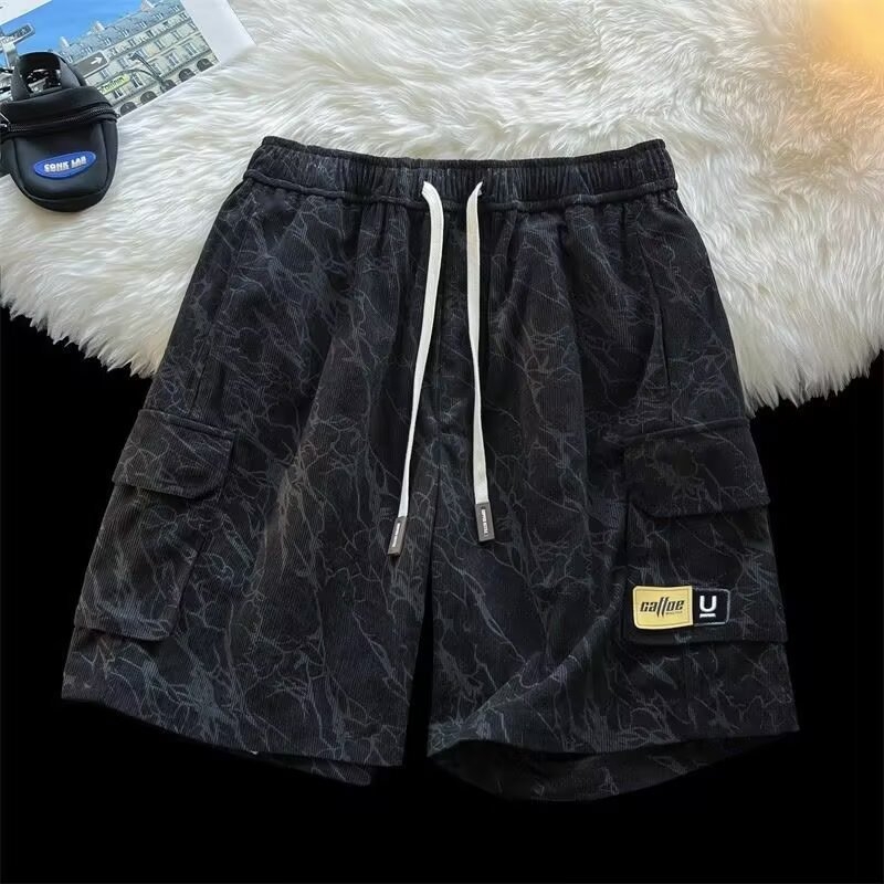 Ανδρικά καλοκαιρινά σορτς με εκτύπωση Tie-Dye, cargo, χαλαρή γραμμή, casual, μήκος μέχρι τον μηρό