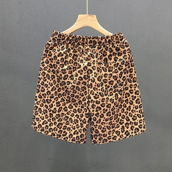 Șorturi pentru bărbați, imprimeu leopard în stil american, uscare rapidă, respirabile, croială largă, vară.