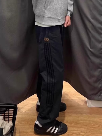 Pantaloni trening largi de bărbați, cu dungi, casual, pentru primăvară și toamnă, stil retro sport, talie elastică