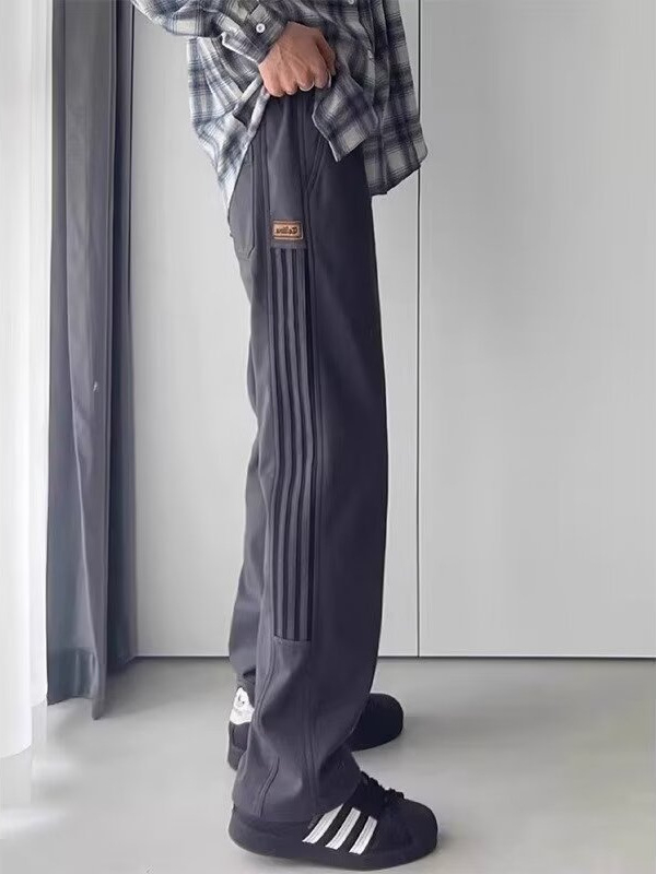 Pantaloni trening largi de bărbați, cu dungi, casual, pentru primăvară și toamnă, stil retro sport, talie elastică