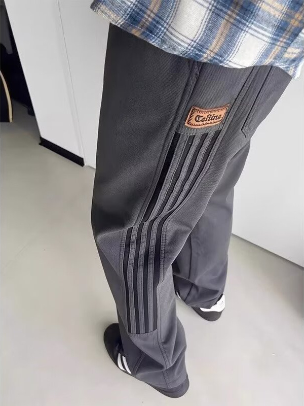 Pantaloni trening largi de bărbați, cu dungi, casual, pentru primăvară și toamnă, stil retro sport, talie elastică