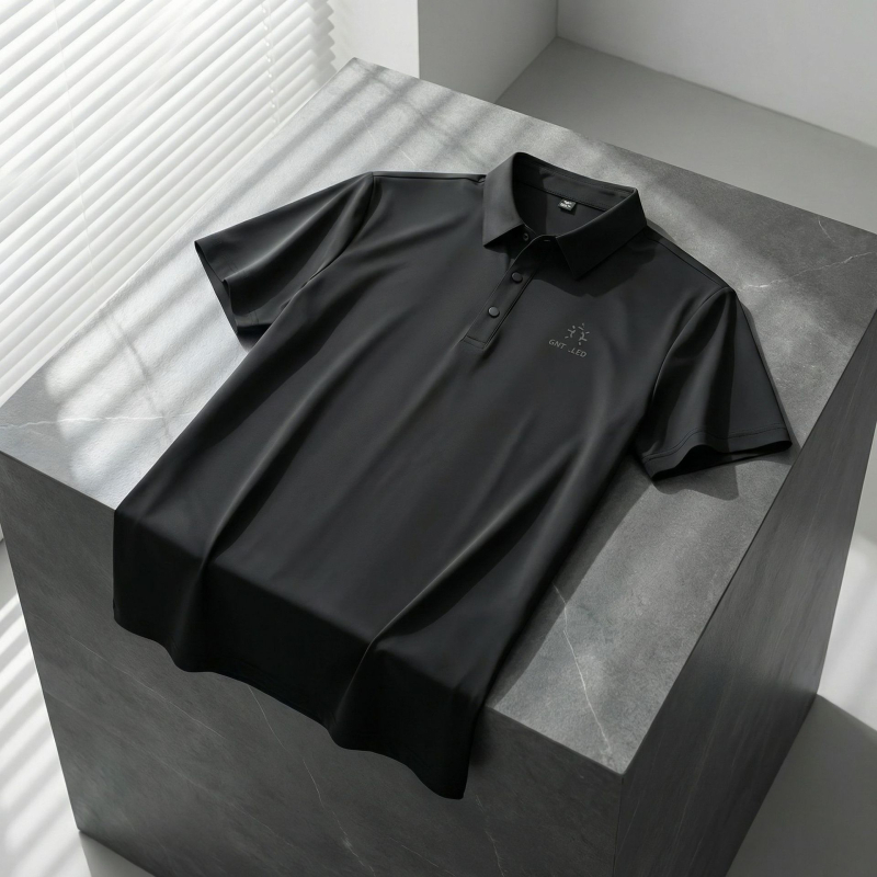 Tricou polo pentru bărbați, culoare solidă, bumbac ușor, mâneca scurtă, croială slim, vară 2026