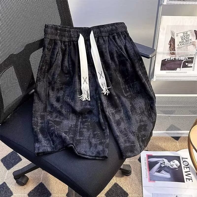 Șorturi de lucru lejere pentru bărbați, tie-dye, croială relaxată, vară sport, amestec poliester