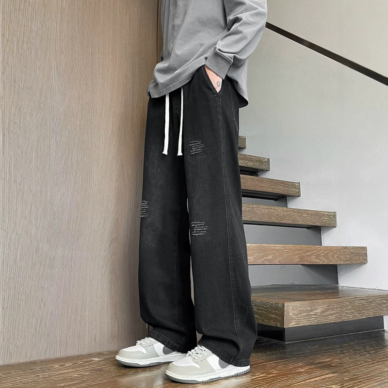 Jeanși bărbați cu croială dreaptă pentru primăvară-vară, croială lejeră, pantaloni drepți la modă, 2026 model nou