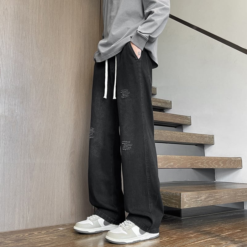 Jeanși bărbați cu croială dreaptă pentru primăvară-vară, croială lejeră, pantaloni drepți la modă, 2026 model nou