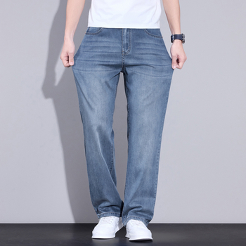 Jeanși denim pentru bărbați, vară 2026, stil retro cu croială largă, lejer, casual-business