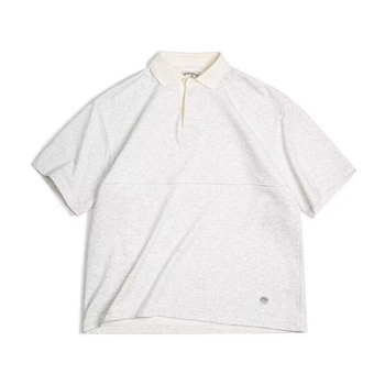 Tricou polo masculin cu dungi, mâneci scurte, croială lejeră, guler Henry, stil casual de vară
