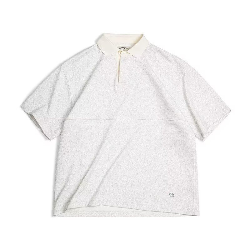 Tricou polo masculin cu dungi, mâneci scurte, croială lejeră, guler Henry, stil casual de vară