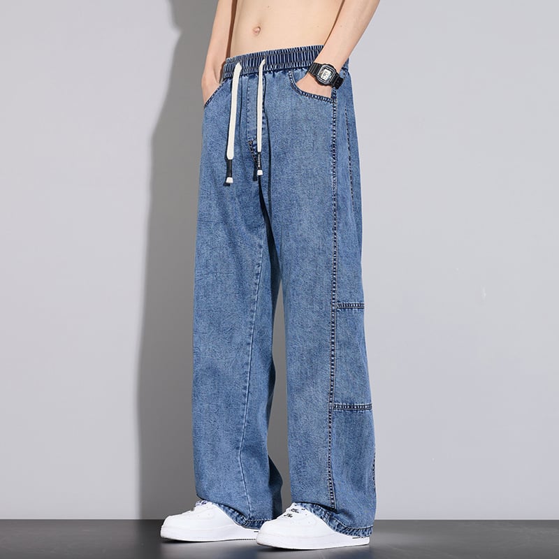 Jeanși bărbătești din Lyocell pentru vară – ultra-subțiri, croială dreaptă, stil casual lejer