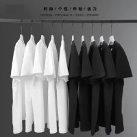 Tricou bărbați cu mânecă scurtă, 100% bumbac, alb, croială Slim, guler rotund, primăvară-vară 2023