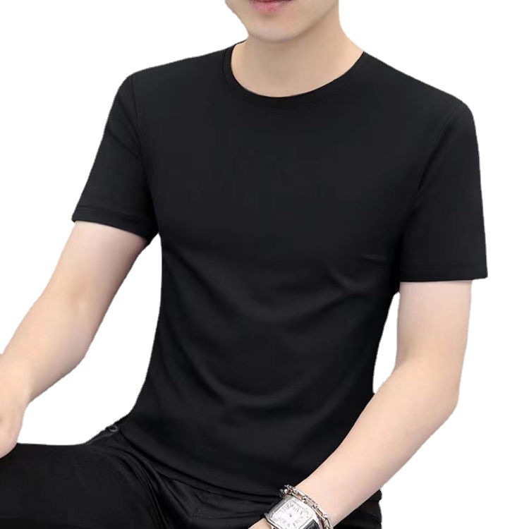 Tricou bărbați cu mânecă scurtă, 100% bumbac, alb, croială Slim, guler rotund, primăvară-vară 2023