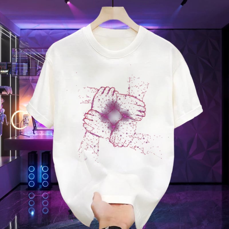 Tricou din bumbac premium pentru bărbați, mâneci scurte, guler rotund, croială lejeră, imprimeu cu desen animat