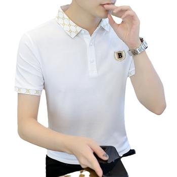 Tricou polo pentru bărbați, mânecă scurtă, guler polo, top lejer de vară, model cu puncte, țesătură din amestec poliester, respirabil, antibacterian, absorbant de umezeală, broderii