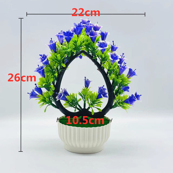 Bonsai cu flori artificiale, plantă mică în ghiveci, crin în formă de inimă, înălțime 26 cm