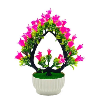Bonsai cu flori artificiale, plantă mică în ghiveci, crin în formă de inimă, înălțime 26 cm