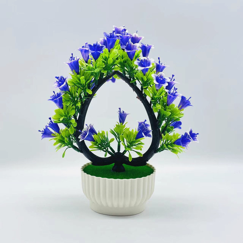 Bonsai cu flori artificiale, plantă mică în ghiveci, crin în formă de inimă, înălțime 26 cm
