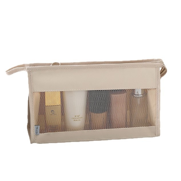 Geantă de machiaj de călătorie din plasă, capacitate mare, organizator portabil pentru produse cosmetice