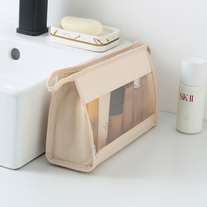 Geantă de machiaj de călătorie din plasă, capacitate mare, organizator portabil pentru produse cosmetice