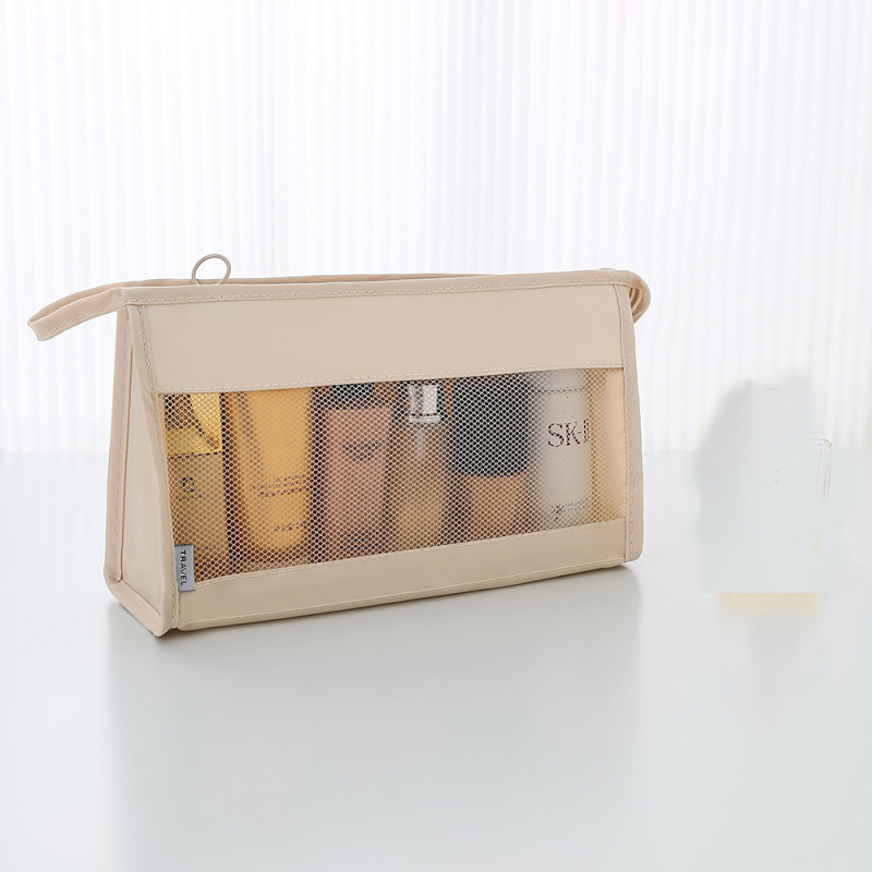 Geantă de machiaj de călătorie din plasă, capacitate mare, organizator portabil pentru produse cosmetice