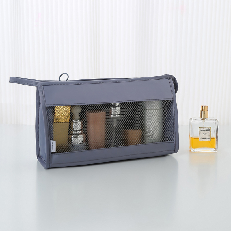 Geantă de machiaj de călătorie din plasă, capacitate mare, organizator portabil pentru produse cosmetice