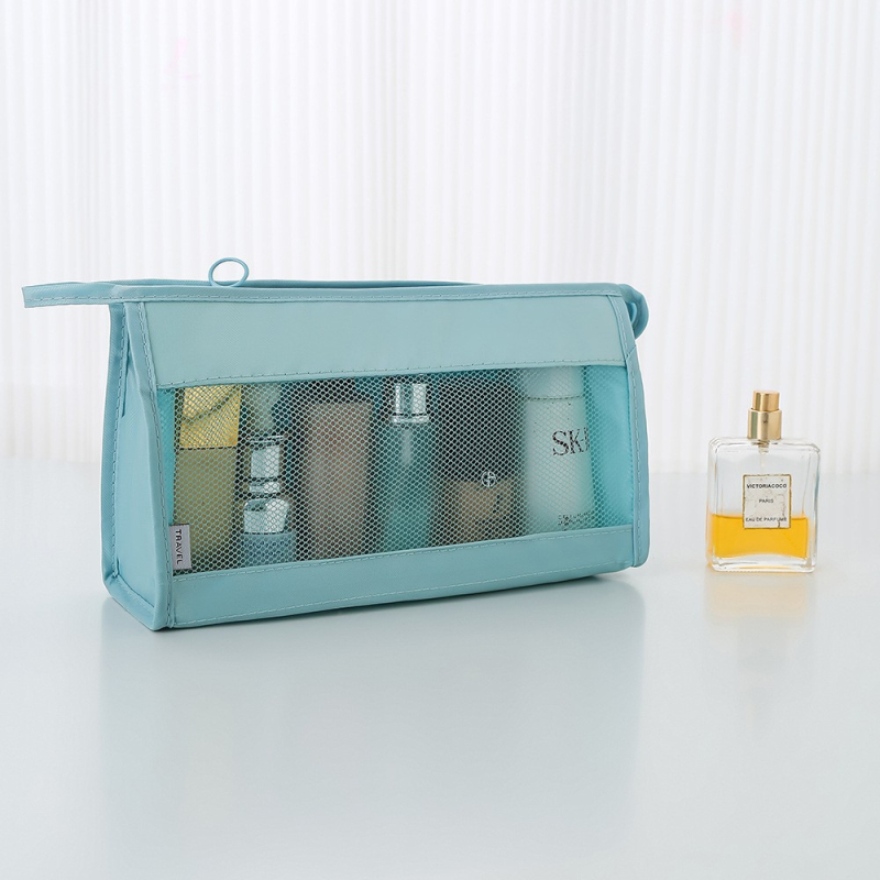 Geantă de machiaj de călătorie din plasă, capacitate mare, organizator portabil pentru produse cosmetice