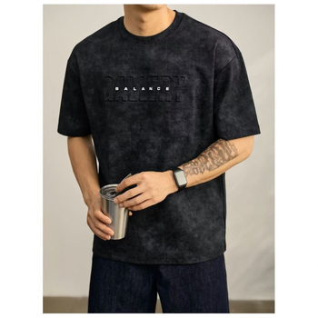 Tricou bărbați cu mânecă scurtă, guler rotund, imprimeu grafic