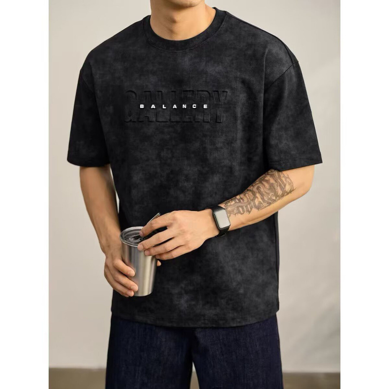 Tricou bărbați cu mânecă scurtă, guler rotund, imprimeu grafic