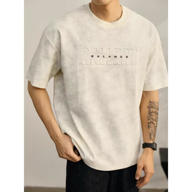 Tricou bărbați cu mânecă scurtă, guler rotund, imprimeu grafic