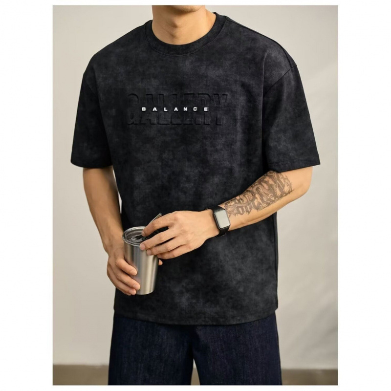 Tricou bărbați cu mânecă scurtă, guler rotund, imprimeu grafic