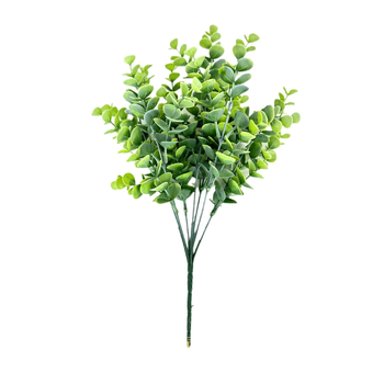 Verde artificial cu șapte ramuri, frunze de eucalipt și frunze în formă de monedă pentru decorul peretelui