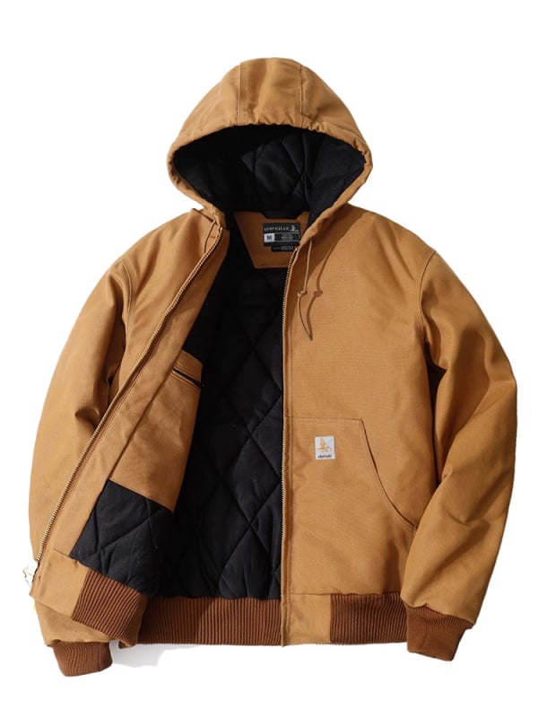Jachetă J140 cu panouri, croială largă, cu glugă, caldă, retro casual pentru bărbați