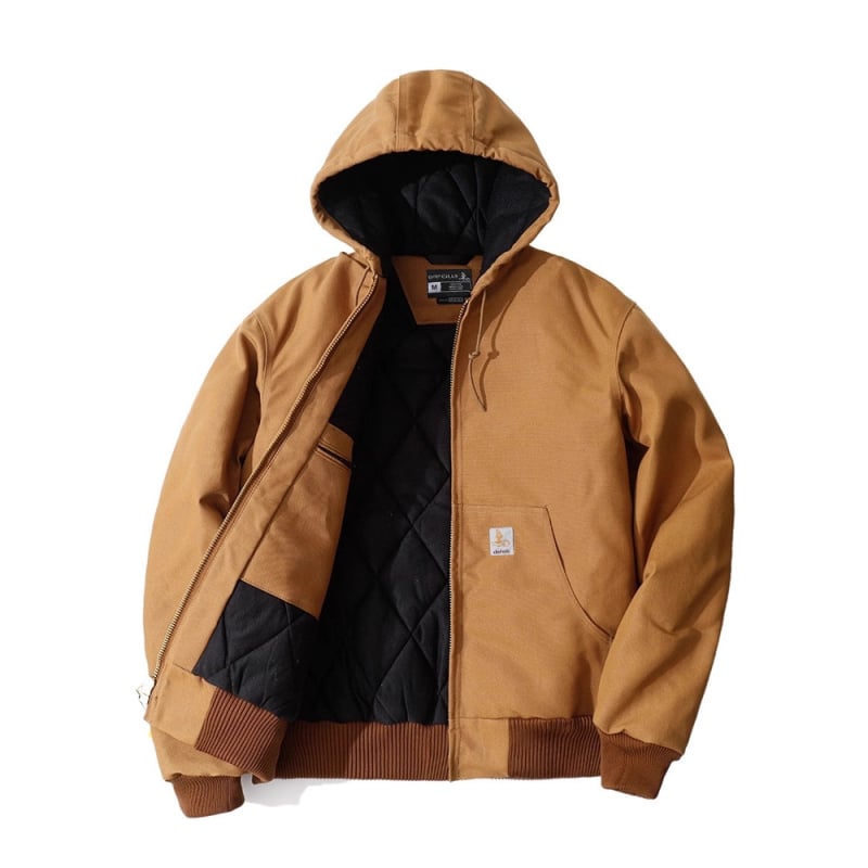 Jachetă J140 cu panouri, croială largă, cu glugă, caldă, retro casual pentru bărbați