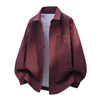 Cardigan bărbătesc în carouri, stil Hong Kong, croială lejeră, mâneci lungi, primăvară-toamnă, mărime plus